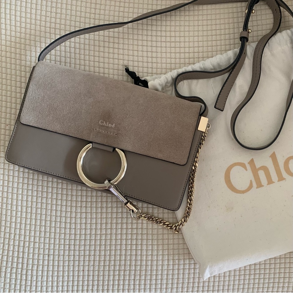 suede light grey Faye bag